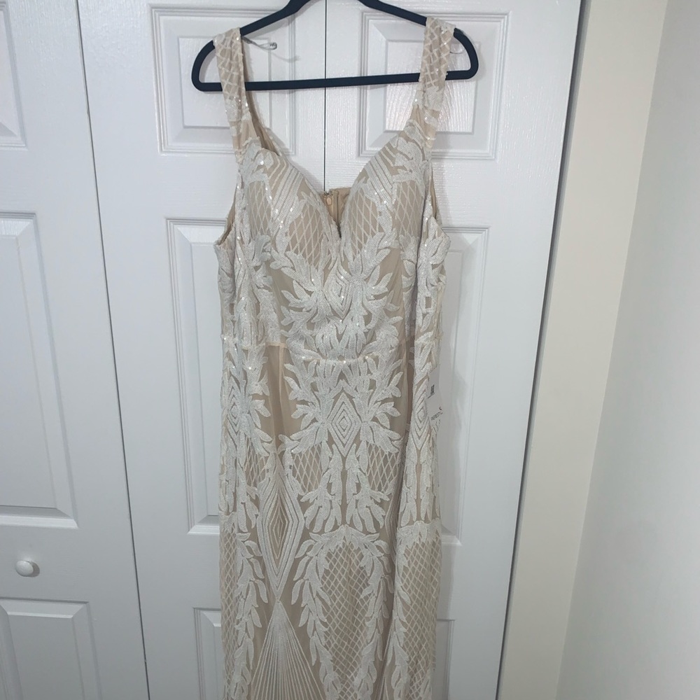 Plus size Faeriesty white sequined gown